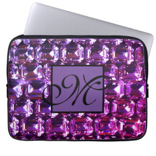 Housse Pour Ordinateur Portable Élégant diamants de pierres précieuses violettes