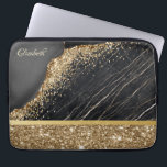 Housse Pour Ordinateur Portable Élégant élégant Parties scintillant or Sequins Mar<br><div class="desc">Elégante parties scintillant dorée paillettes sur marbre noir arrière - plan.</div>