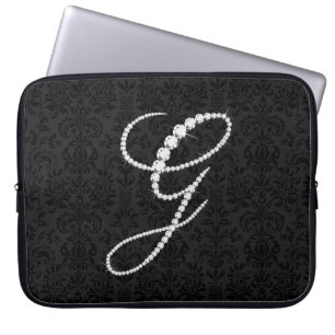 Housse Pour Ordinateur Portable Élégant G étincelant Diamants-Monogramme