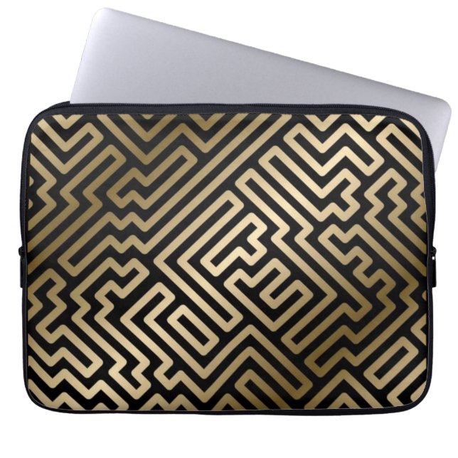 Housse Pour Ordinateur Portable Elegant Gold Maze Geometric Luxury Design (Devant)