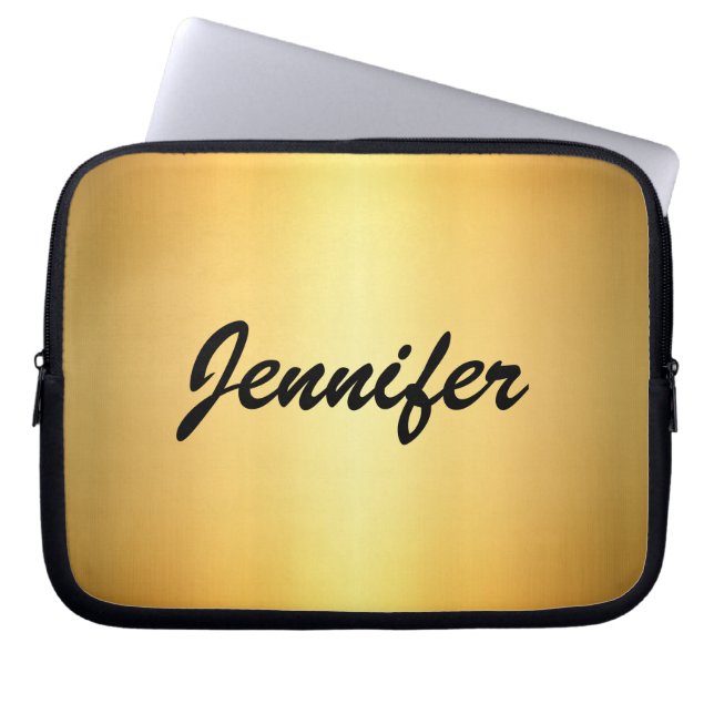 Housse Pour Ordinateur Portable Elegant Gold Metallic Modern Script Personalized (Devant)