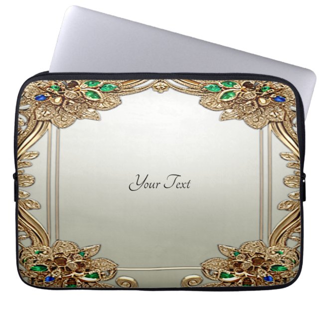 Housse Pour Ordinateur Portable Elegant Gold Ornate Laptop Sleeve (Devant)