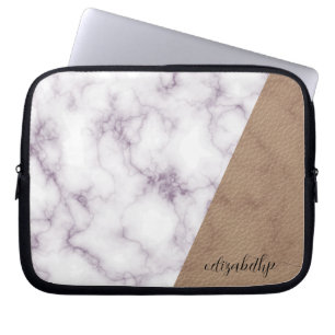 Housse Pour Ordinateur Portable Élégant Marbre en cuir Faux/nom de la personnalise