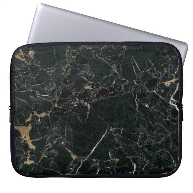 Housse Pour Ordinateur Portable Élégant marbre noir : Arrière - plan texturé (Devant)