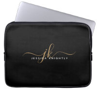 Élégant moderne Script Monogramme Initiales Black 