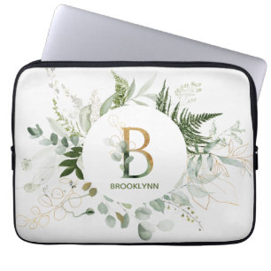Housse Pour Ordinateur Portable Élégant monogramme B Fern et manchons d'ordinateur
