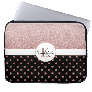 Housse Pour Ordinateur Portable Élégant monogramme de Parties scintillant d'or R