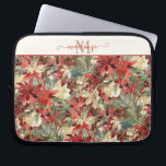 Housse Pour Ordinateur Portable Élégant Monogramme Floral Poinsettia<br><div class="desc">Élégant apéritif de Noël Poinsettia Portable Floral Monogram avec un motif festif de poinsettias en rouge et blanc, rose, branches de pin, cônes de pin, et autres verdure de vacances d'hiver. Votre monogramme et votre nom dans une élégante typographie manuscrite en fait la pochette parfaite pour ordinateur portable. Veuillez nous...</div>