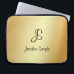 Housse Pour Ordinateur Portable Élégant Monogramme moderne Modèle d'or Faux<br><div class="desc">Élégant Manche Ordinateur Portable Modèle Monogrammé Faux Or Moderne.</div>