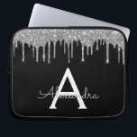Housse Pour Ordinateur Portable Élégant Monogramme Parties scintillant d'argent no<br><div class="desc">Faux Noir et Argent Déchirant Moderne et Élégante Parties scintillant Fille et Élégant Coque Monogramme Élégant Épargne. Ce coque peut être customisé pour inclure votre nom initial et prénom.</div>