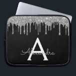 Housse Pour Ordinateur Portable Élégant Monogramme Parties scintillant d'argent no<br><div class="desc">Faux Noir et Argent Déchirant Moderne et Élégante Parties scintillant Fille et Élégant Coque Monogramme Élégant Épargne. Ce coque peut être customisé pour inclure votre nom initial et prénom.</div>