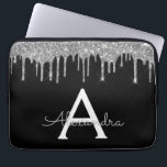 Housse Pour Ordinateur Portable Élégant Monogramme Parties scintillant d'argent no<br><div class="desc">Faux Noir et Argent Déchirant Moderne et Élégante Parties scintillant Fille et Élégant Coque Monogramme Élégant Épargne. Ce coque peut être customisé pour inclure votre nom initial et prénom.</div>