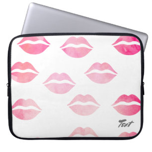 Housse Pour Ordinateur Portable élégant motif de lèvres rose aquarelle