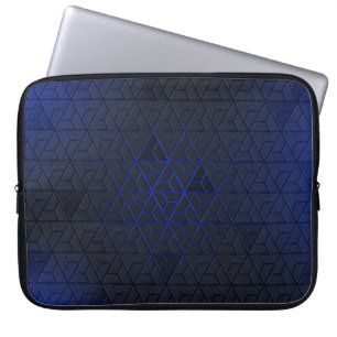 Housse Pour Ordinateur Portable Elégant Motif triangle noir-bleu