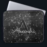 Housse Pour Ordinateur Portable Élégant noir et blanc Étoiles scintillantes Monogr<br><div class="desc">Élégant Coque Monogramme noir et blanc et Shimmer Élégant. Ce coque peut être customisé pour inclure votre nom initial et prénom.</div>