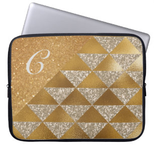Housse Pour Ordinateur Portable Elégant or Parties scintillant argent Monogramme G
