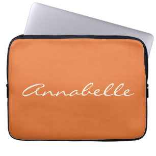 Housse Pour Ordinateur Portable Élégant Orange manuscrit Nom de script personnalis