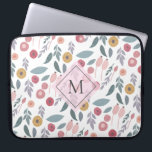 Housse Pour Ordinateur Portable Élégant Pastel Motif Floral Monogramme<br><div class="desc">Motif floral pastel coloré avec monogramme élégant.</div>