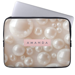 Housse Pour Ordinateur Portable Elégant Perle Soft Blanc Luxe