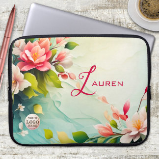Housse Pour Ordinateur Portable Élégant Pink Floral Design Portable