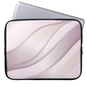 Housse Pour Ordinateur Portable Elégant Rosegold Wavy Lines Texture