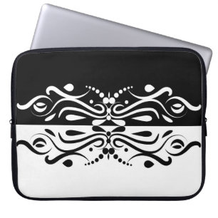 Housse Pour Ordinateur Portable Élégant style arlequin Abstrait noir et blanc