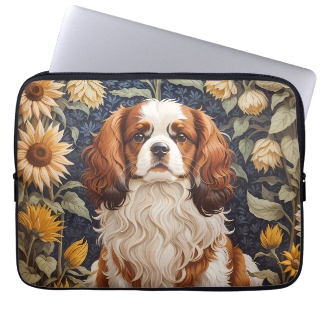 Housse Pour Ordinateur Portable Élégant tournesol Cavalier King Charles Spaniel (Devant)