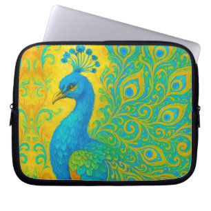 Housse Pour Ordinateur Portable Elégant Turquoise Peacock Bird Décoratif