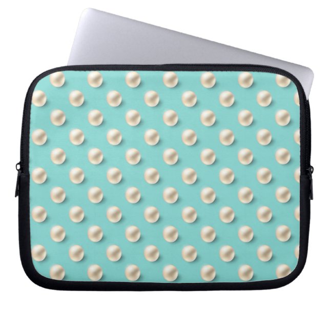 Housse Pour Ordinateur Portable Elégant Turquoise & Perles Portable (Devant)