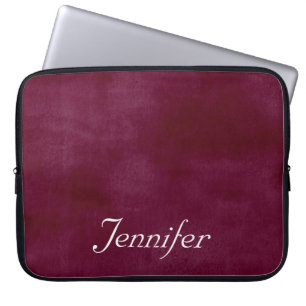 Housse Pour Ordinateur Portable Elégant VELVET BURGUNDY MARSALA FAUX PERSONNALISÉ