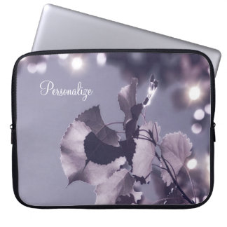Housse Pour Ordinateur Portable Élégant violet Bokeh Aspen Feuilles avec nom