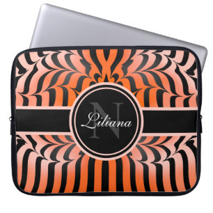 Housse Pour Ordinateur Portable Elégante esthétique Peau de tigre orange et noir