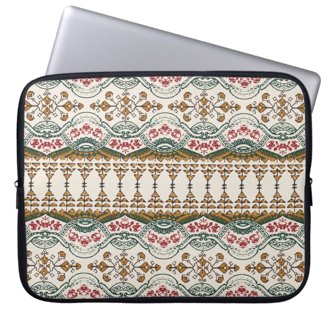 Housse Pour Ordinateur Portable Elégante frontière florale ethnique Boho (Devant)