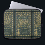 Housse Pour Ordinateur Portable Élégante Jane Austen Fierté et préjugé Couverture<br><div class="desc">Cadeau personnalisé pour un fan de Jane Austen avec une photo de couverture de livre Pride et Prejudice,  vert foncé avec un paon faux doré.</div>
