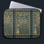 Housse Pour Ordinateur Portable Élégante Jane Austen Fierté et préjugé Couverture<br><div class="desc">Cadeau personnalisé pour un fan de Jane Austen avec une photo de couverture de livre Pride et Prejudice,  vert foncé avec un paon faux doré.</div>