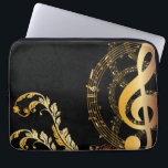 Housse Pour Ordinateur Portable Elégante note de musique en or noir<br><div class="desc">Music Note Design de luxe. Vous êtes invités à visiter mon magasin pour des produits plus beaux.</div>