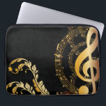Housse Pour Ordinateur Portable Elégante note de musique en or noir<br><div class="desc">Music Note Design de luxe. Vous êtes invités à visiter mon magasin pour des produits plus beaux.</div>