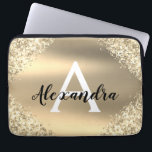 Housse Pour Ordinateur Portable Elégante Parties scintillant or et Monogramme étin<br><div class="desc">Parties scintillant Gold Faux et Coque de monogramme Élégant à huile métallique Sparkle. Ce coque peut être customisé pour inclure votre nom initial et prénom.</div>