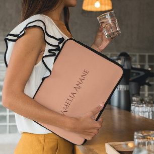 Housse Pour Ordinateur Portable Élégante typographie féminine rose pâle et rouge f