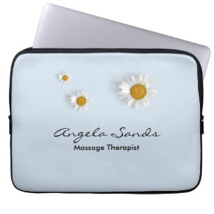 Housse Pour Ordinateur Portable Élégantes marguerites blanches bleues