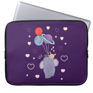 Housse Pour Ordinateur Portable Élément et Lapin Montgolfière spatiale Fantaisis
