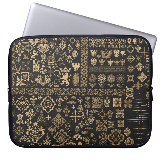 Housse Pour Ordinateur Portable Éléments baroques : motif méga-set. (Devant)