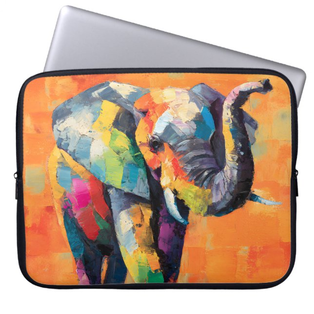 Housse Pour Ordinateur Portable Eléphant arc-en-ciel Abstrait (Devant)