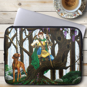 Housse Pour Ordinateur Portable Elfe de fantasy archer Vizsla Forêt enchantée