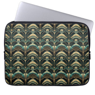 Housse Pour Ordinateur Portable Emerald et Gold Art déco Thème