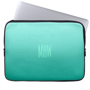 Housse Pour Ordinateur Portable Emerald Gradient personnalisées monogramme manches