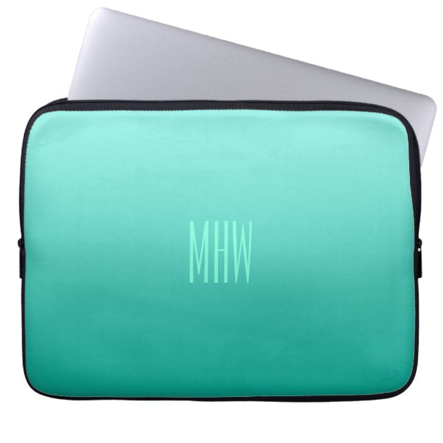 Housse Pour Ordinateur Portable Emerald Gradient personnalisées monogramme manches (Devant)