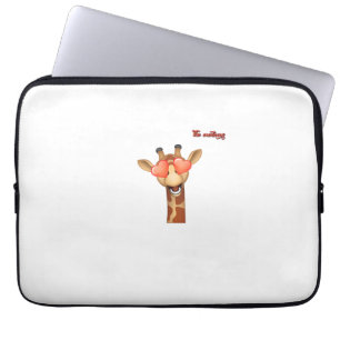 Housse Pour Ordinateur Portable emoji heureux yeux d'amour girafe visage