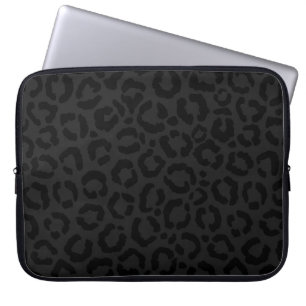 Housse Pour Ordinateur Portable Empreinte de léopard noir minimal moderne