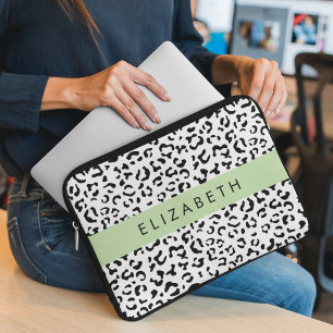 Housse Pour Ordinateur Portable Empreinte de léopard, Spots, Noir Et Blanc, Votre 